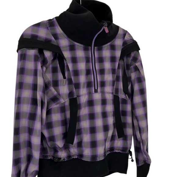 RARE: Lululemon Senorita Purple Plaid Pullover Reflection Hoodie Jacket Size 6 - Picture 2 of 11